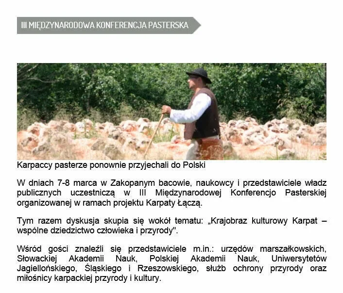 III Międzynarodowa Konferencja Pasterska organizowana w ramach projektu Karpaty Łączą
