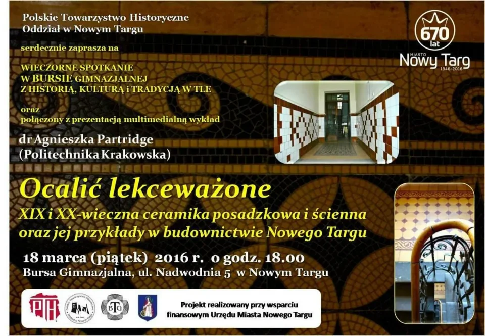 Wykład „Ocalić lekceważone XIX i XX-wieczna ceramika posadzkowa i ścienna oraz jej przykłady w budow