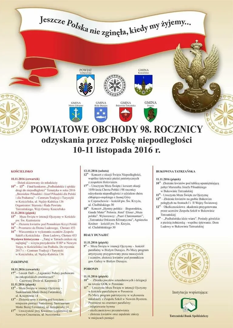 POWIATOWE OBCHODY 98. ROCZNICY odzyskania przez Polskę niepodległości