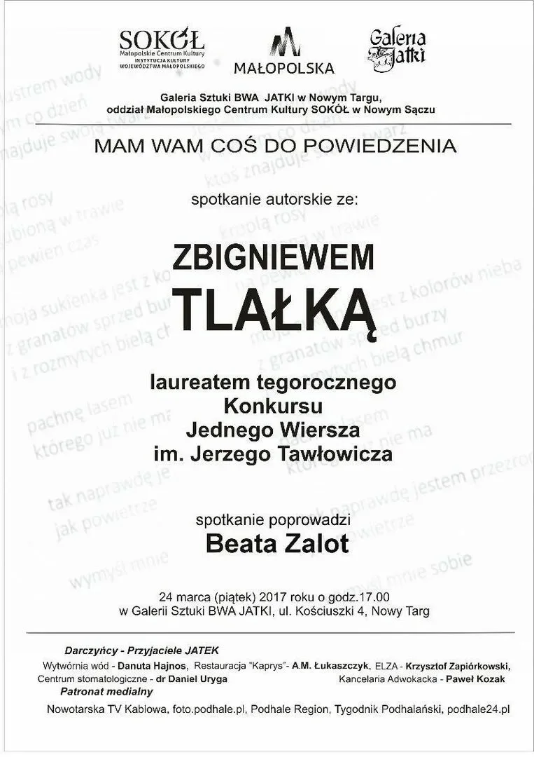 Zbigniew Tlałka - spotkanie z cyklu Mam Wam coś do powiedzenia