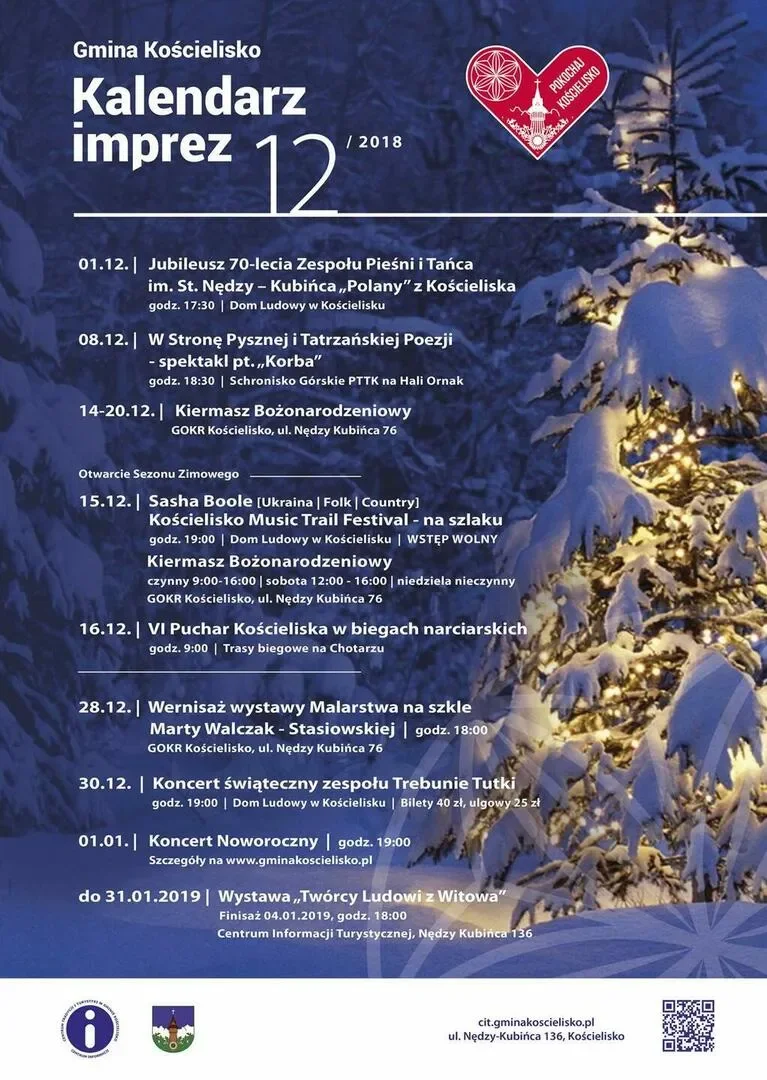 Gmina Kościelisko - kalendarz imprez 12-2018