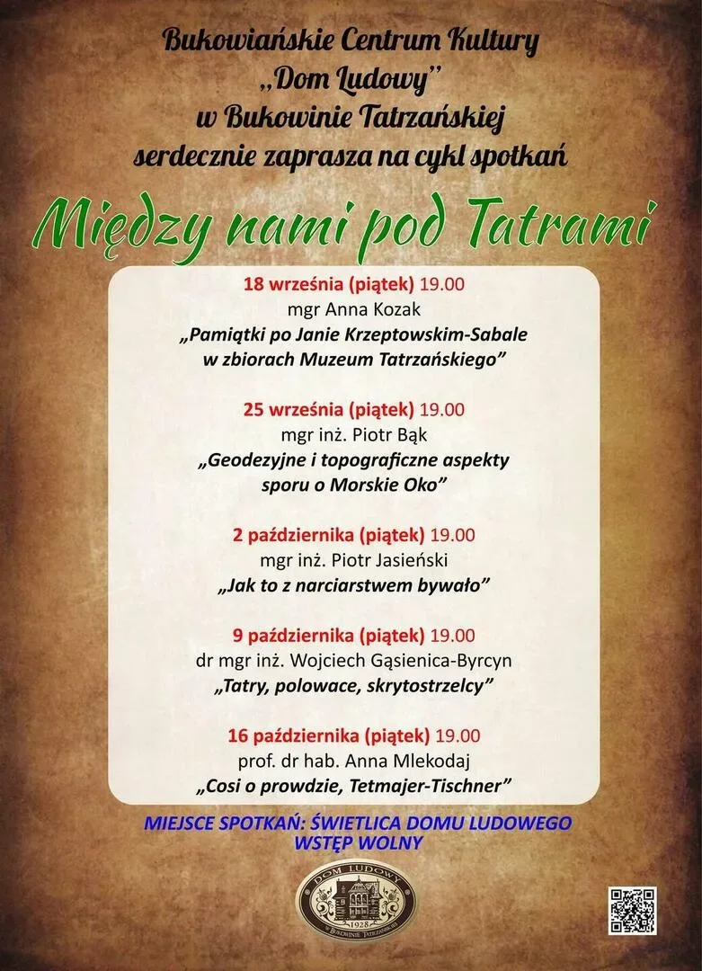 Cykl spotkań "Między nami pod Tatrami"
