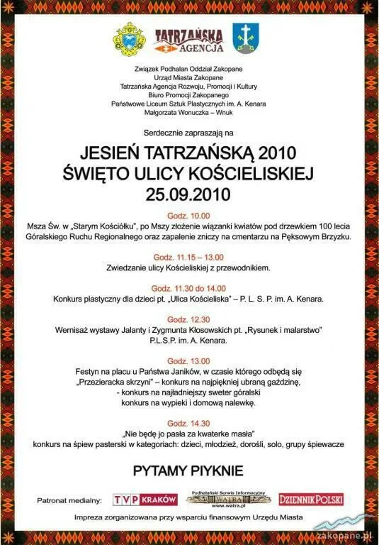 Jesień Tatrzańska, Święto ulicy Kościeliskiej