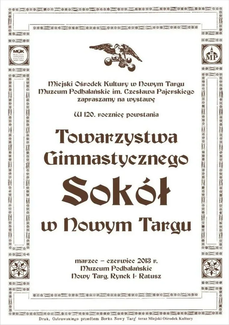 Wystawa w 120. rocznicę powstania Towarzystwa Gimnastycznego Sokół w Nowym Targu