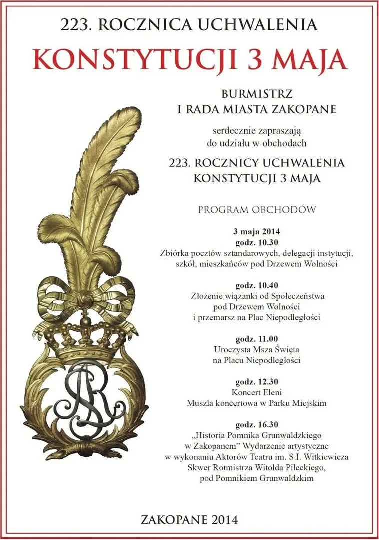 Obchody 223. Rocznicy Uchwalenia Konstytucji 3 Maja