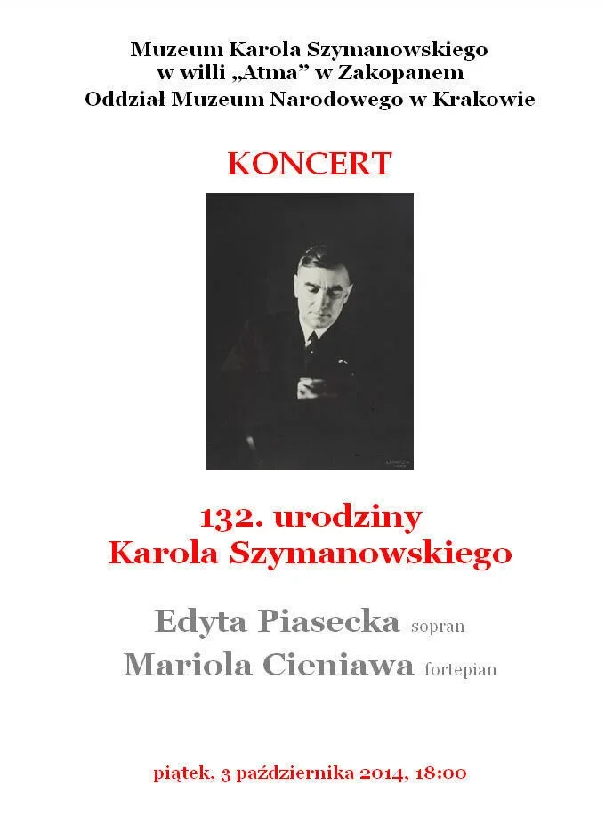 Koncert w Atmie 3.10.14 - 132. URODZINY KAROLA SZYMANOWSKIEGO