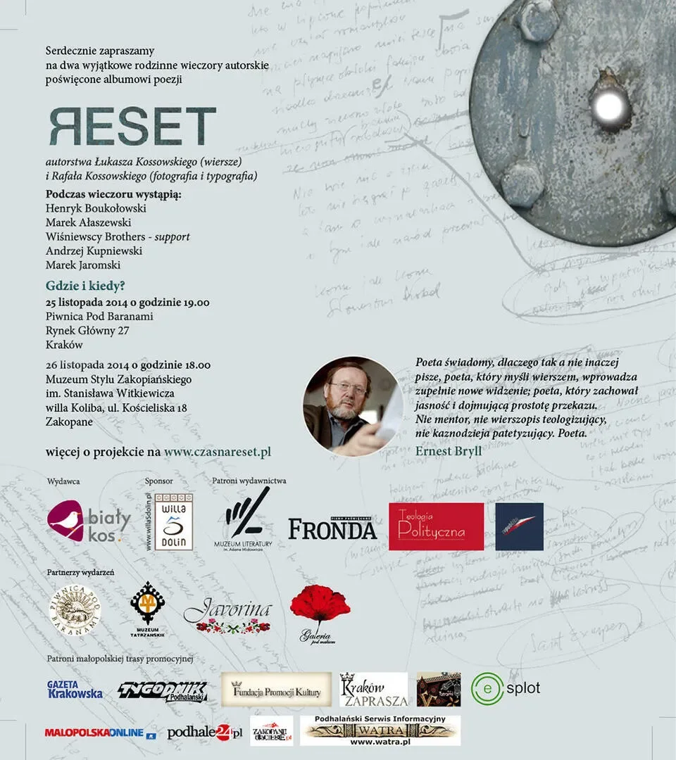 WIECZÓR AUTORSKI ALBUMU POEZJI „RESET”