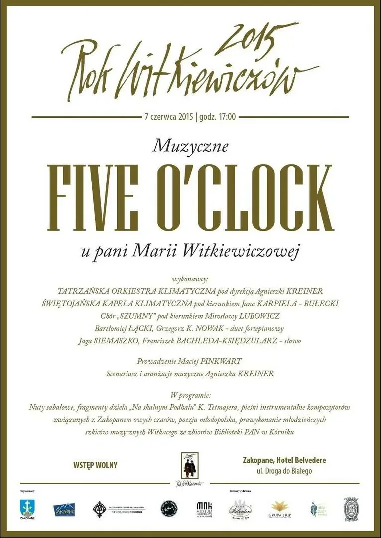 Koncert MUZYCZNE FIVE O'CLOCK u pani Marii Witkiewiczowej