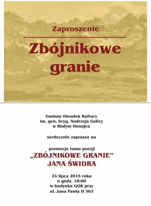 Promocja tomu poezji Jana Świdra pt. "Zbójnikowe granie"