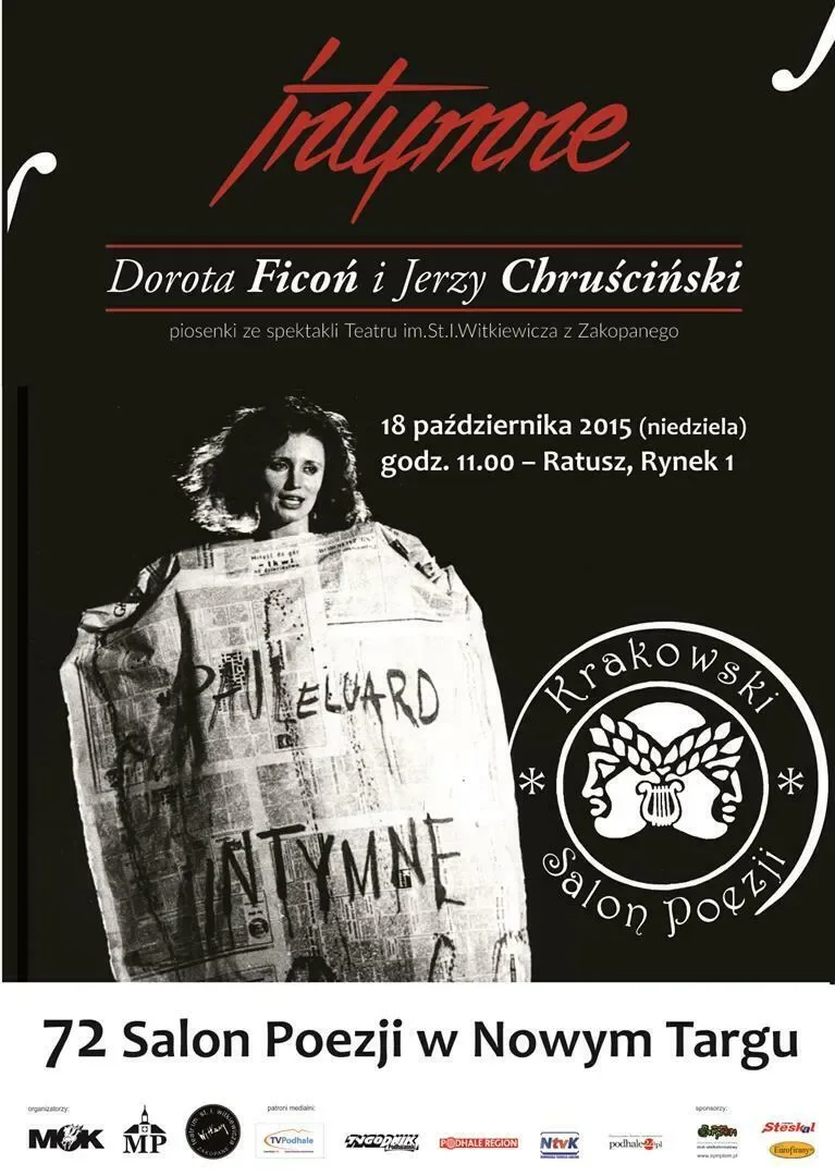 72 salon poezji w Nowym Targu pt. "Intymne" piosenki ze spektakli Teatru im. St. I. Witkie