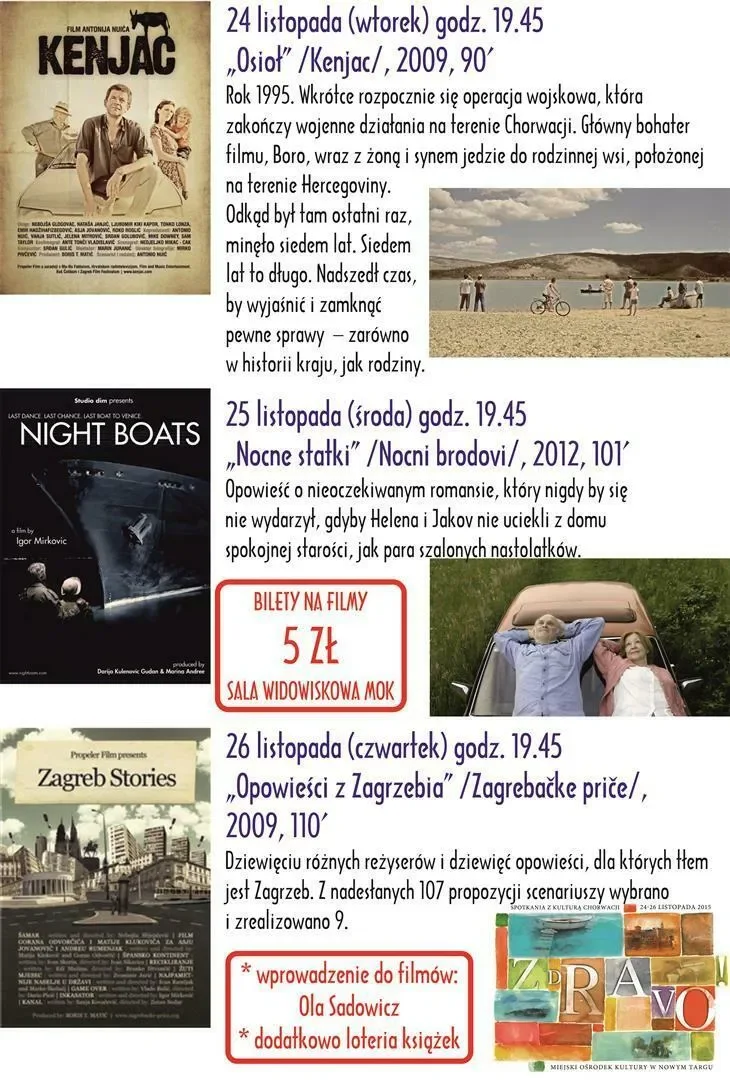 Zapraszamy na pokazy filmów w ramach imprezy "Zdravo! Spotkania z kulturą Chorwacji"