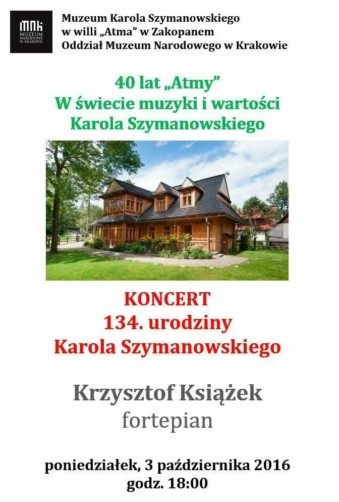 KONCERT - 134. urodziny Karola Szymanowskiego