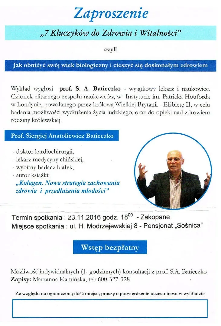 Zaproszenia na wykład o promocji zdrowia