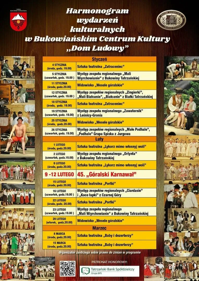 Harmonogram wydarzeń kulturalnych w BCK "Dom Ludowy"