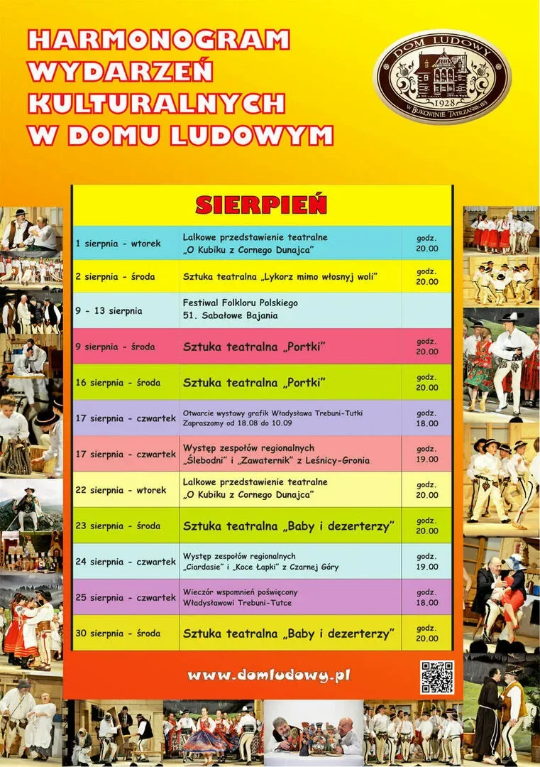 Harmonogram wydarzeń w Domu Ludowym 08/2017
