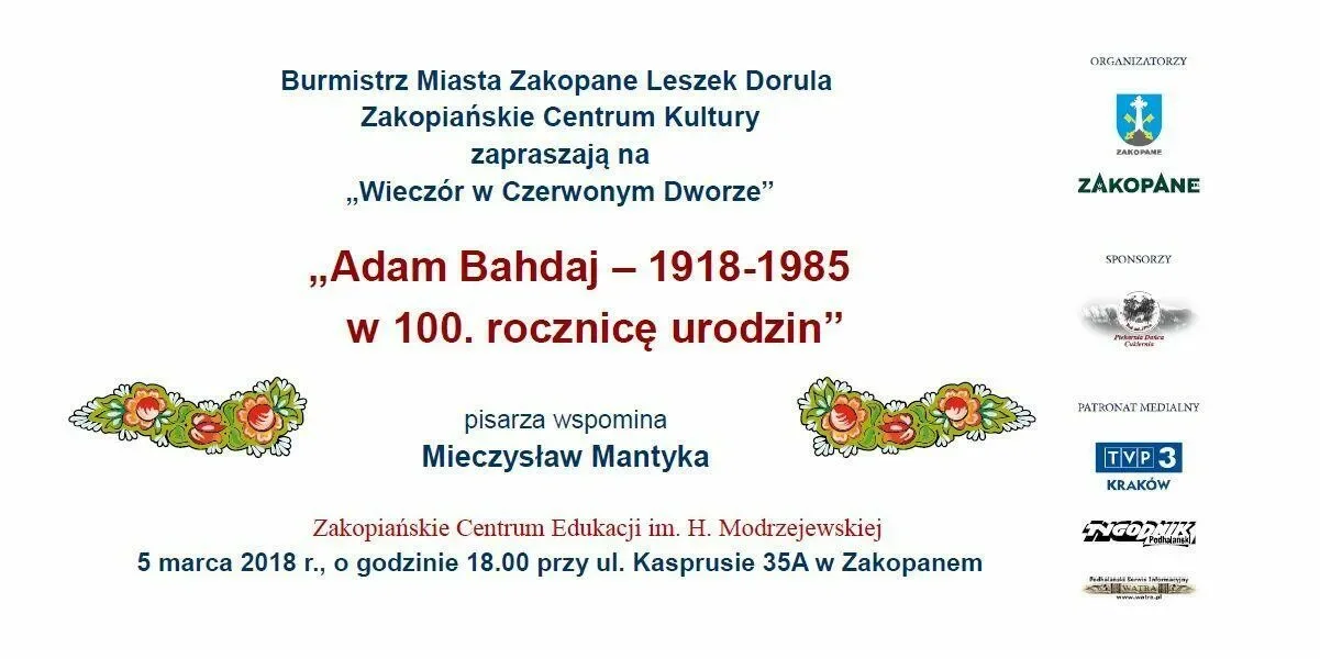 Adam Bahdaj – w 100. rocznicę urodzin