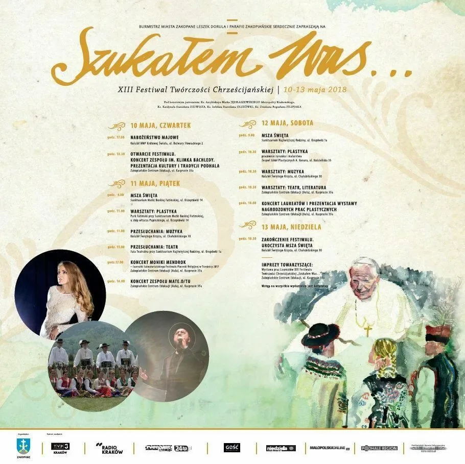 XIII Festiwal Twórczości Chrześcijańskiej „Szukałem Was…” - program i zakwalifikowani lau