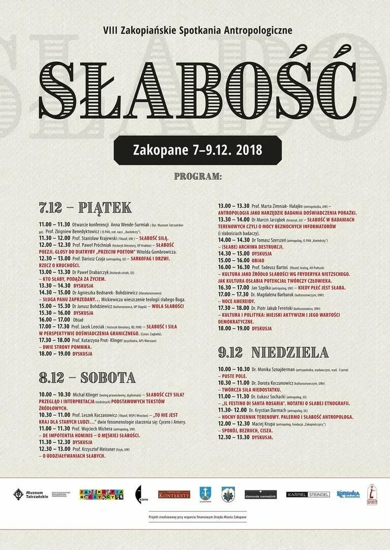 VIII ZAKOPIAŃSKIE SPOTKANIA ANTROPOLOGICZNE