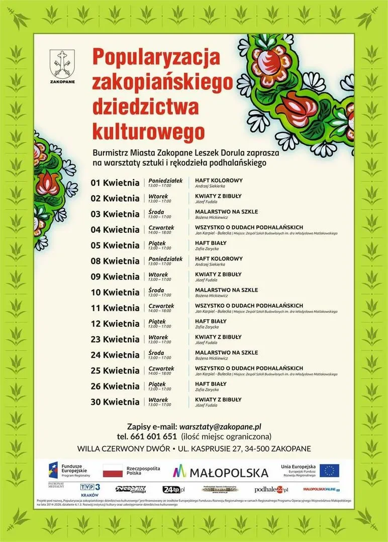 Warsztaty sztuki i rękodzieła w Czerwonym Dworze 1 - 30 kwietnia 2019