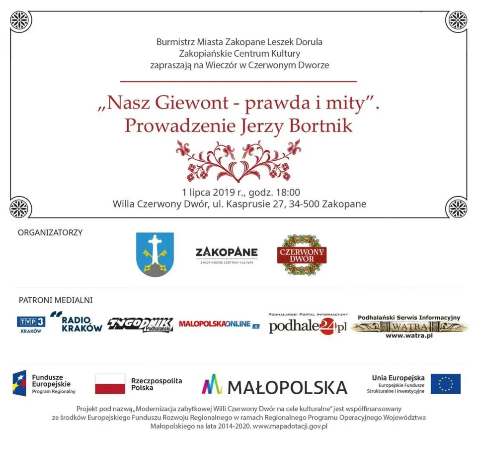 Wieczór w Czerwonym Dworze "Nasz Giewont - prawda i mity"
