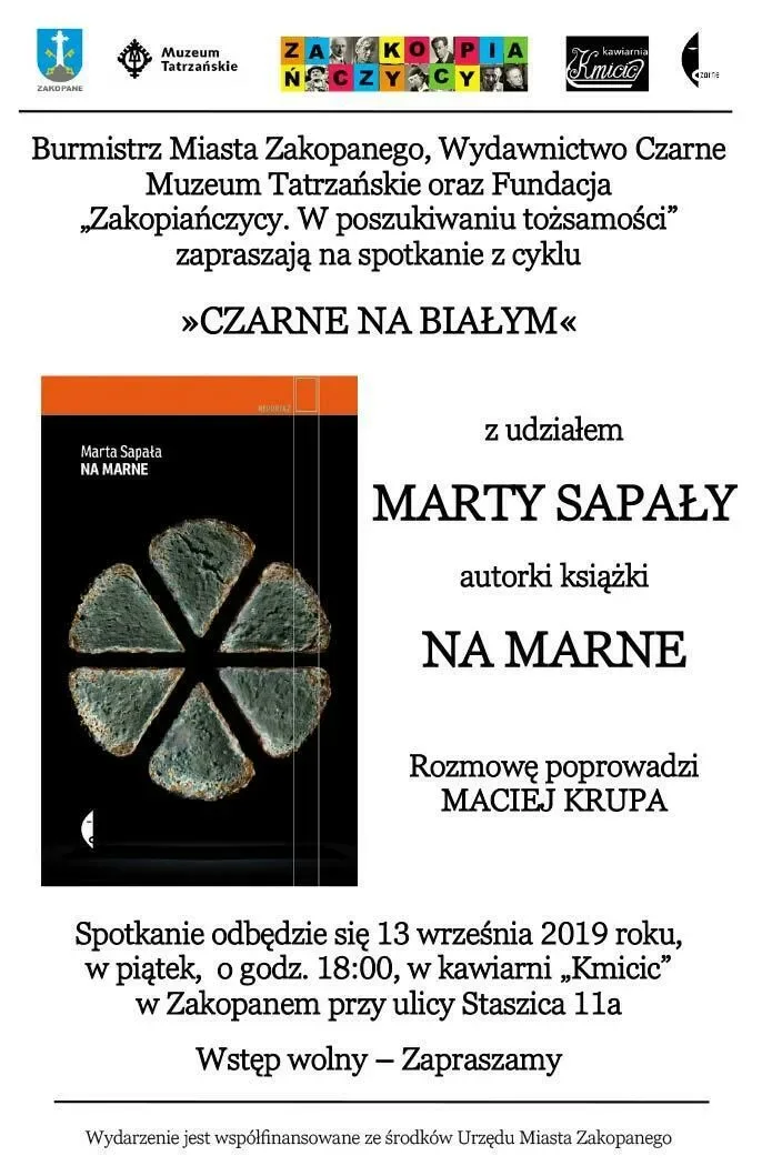 Spotkanie z cyklu »CZARNE NA BIAŁYM« z udziałem MARTY SAPAŁY