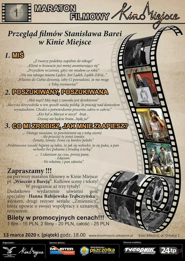 Maraton Filmowy w Kinie Miejsce pt. "Wieczór z Bareją"