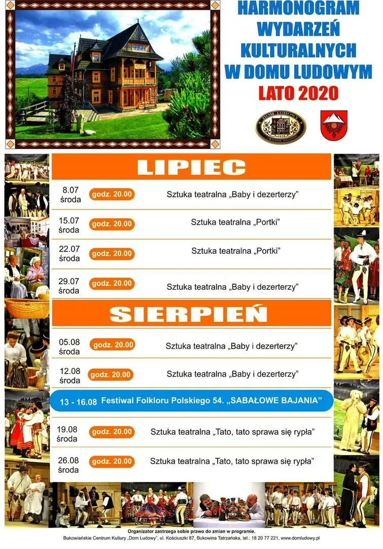LATO 2020 w Domu Ludowym w Bukowinie Tatrzańskiej