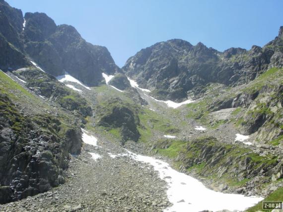 Widok na Mały Kozi Wierch(2228m n.p.m.) , Zawrat (2159m n.p.m.) i Zawratową Turnie (2247m n.p.m.)